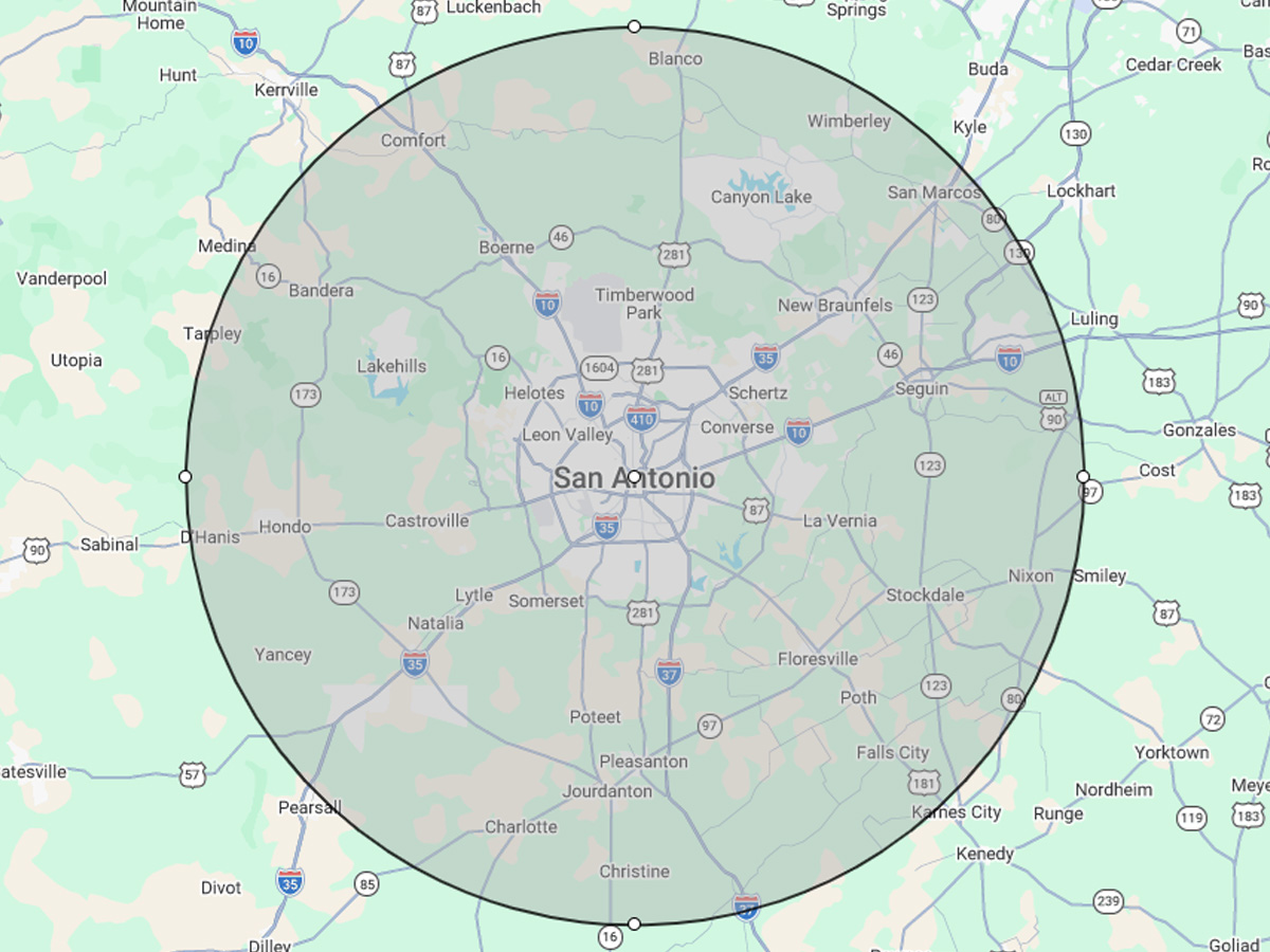 Mission City Home Inspections South Texas Service Area Map